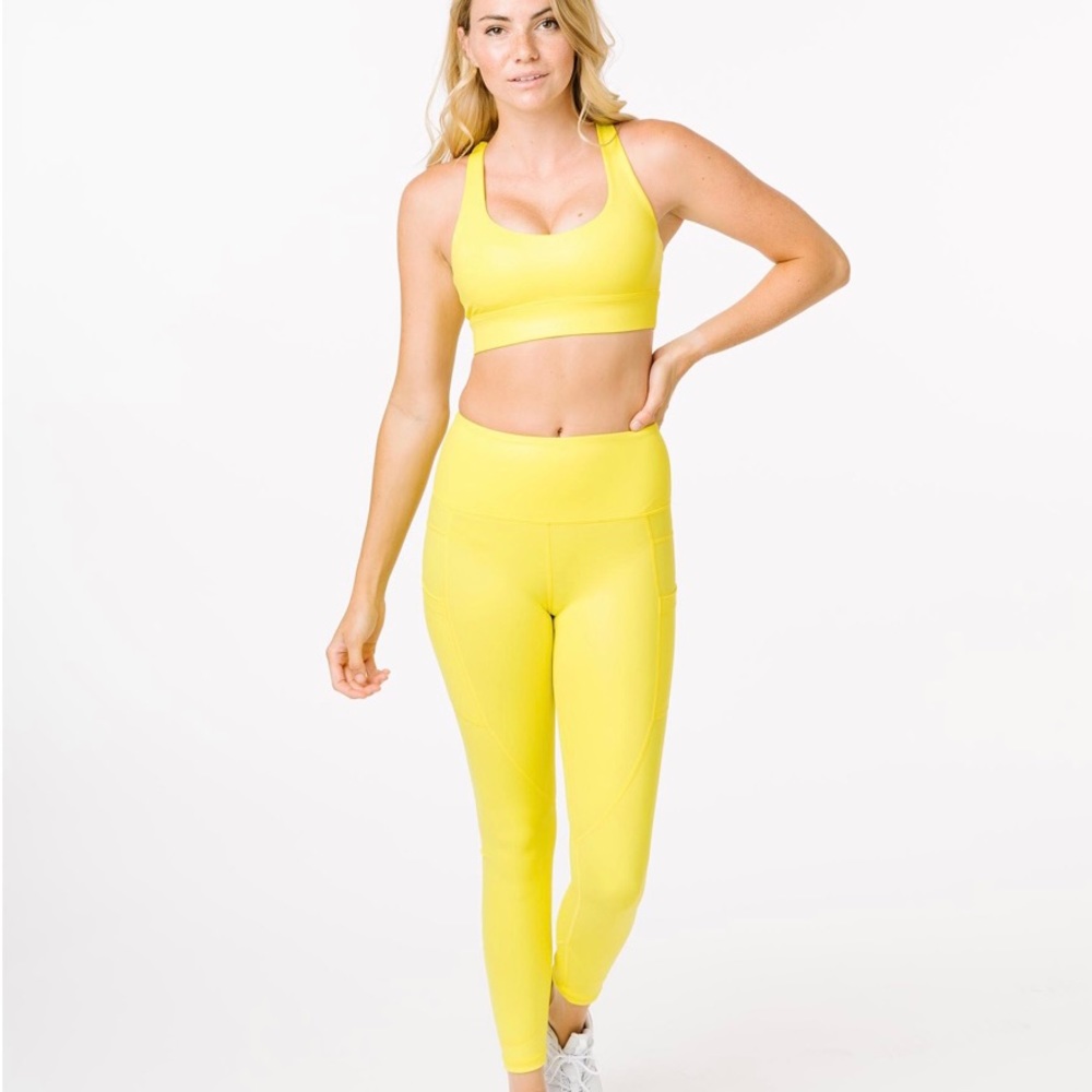 Zyia Yellow Metallic Light n Tight Leggings